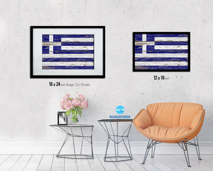 Greece Country Wood Rustic National Flag Wood Framed Print Wall Art Decor Gifts