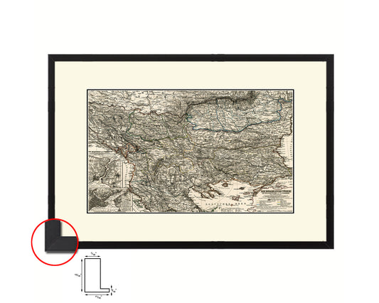 Balkans Hungary Romania Europe's Third World Old Map Framed Print Art Wall Decor Gifts