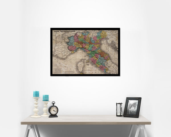 North Iitaly Historical Map Framed Print Art Wall Decor Gifts