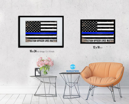 Thin Blue Line Honoring Law Enforcement, To protect & to serve, Correction officer lives matter Shabby Chic Military FlagArt