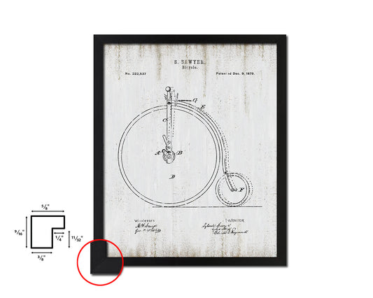 Vehicle Bicycle Vintage Patent Artwork Black Frame Print Wall Art Decor Gifts