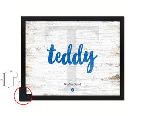 Teddy Personalized Biblical Name Plate Art Framed Print Kids Baby Room Wall Decor Gifts