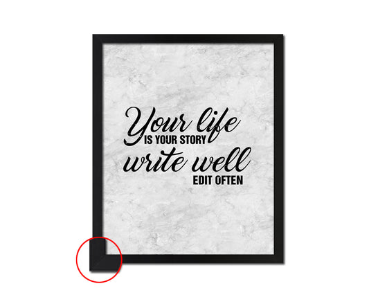 Your life is your story write well edit often Quote Framed Print Wall Art Decor Gifts