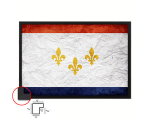 New Orleans  City Louisiana State Vintage Flag Wood Framed Prints Decor Wall Art Gifts