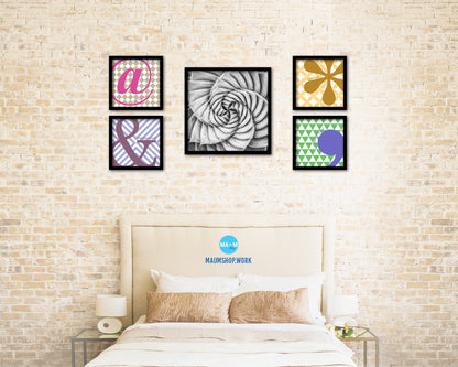 Aloe Succulent B &W Leaves Spiral Plant Wood Framed Print Decor Wall Art Gifts
