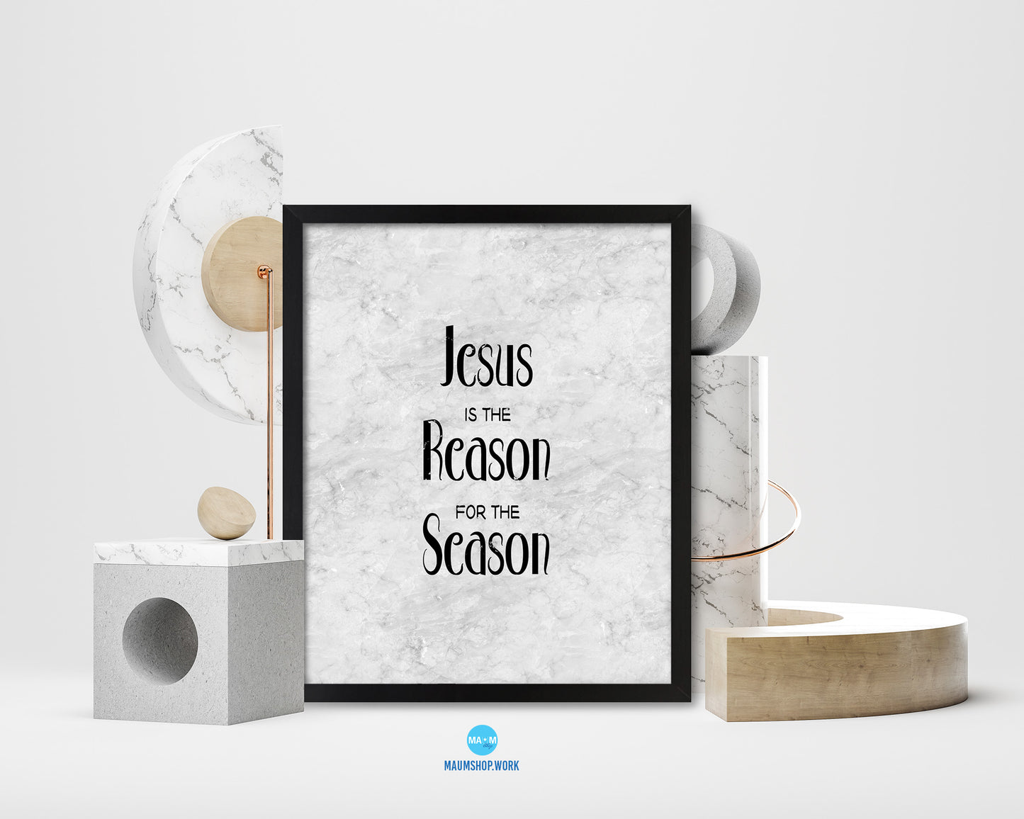 Jesus is the reason for the season Bible Scripture Verse Framed Print Wall Art Decor Gifts