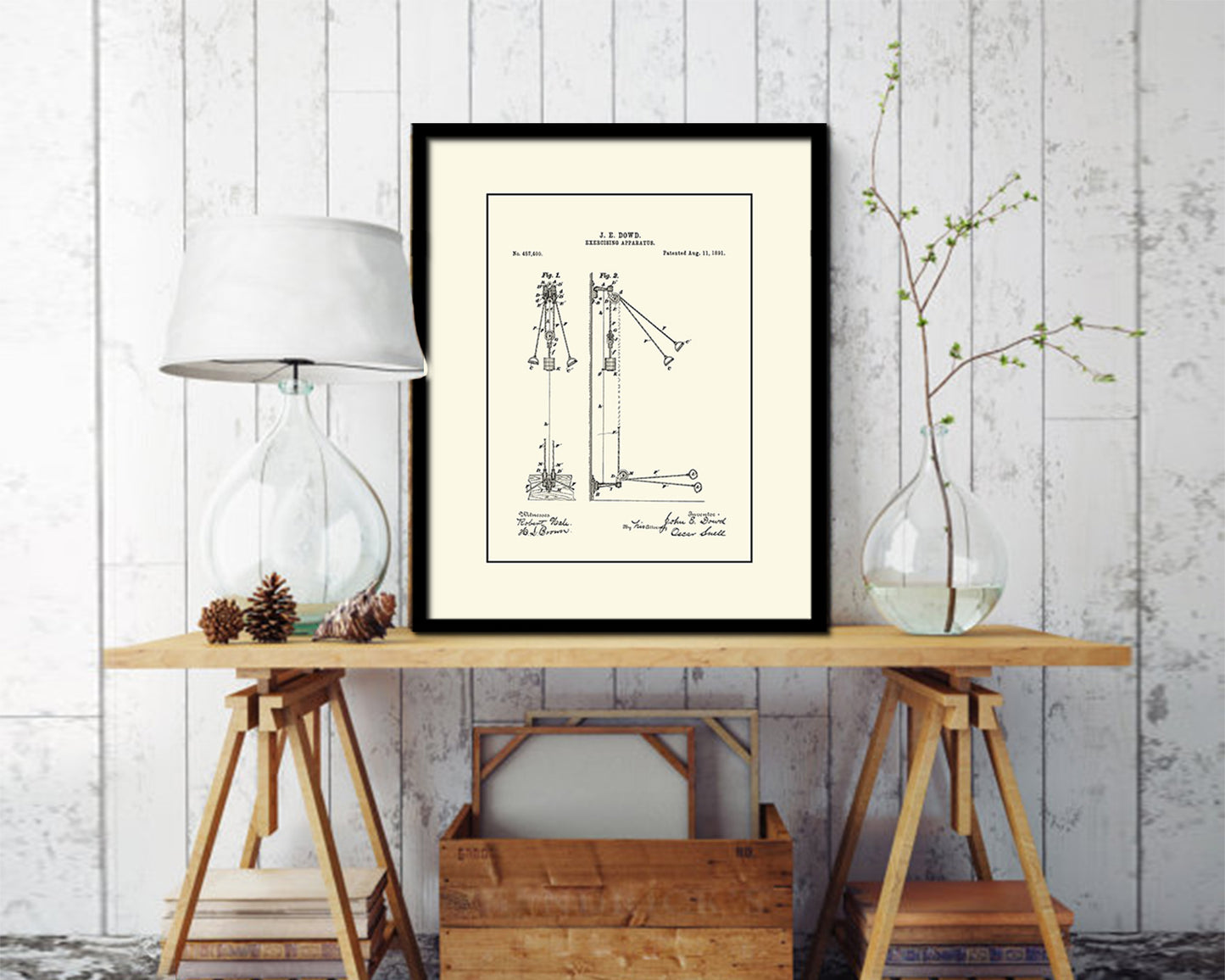 Exercise Apparatus Sports Vintage Patent Artwork Black Frame Print Gifts