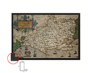 Dorset Atlas England Wales Christopher Saxton Historical Map Framed Print Art Wall Decor Gifts