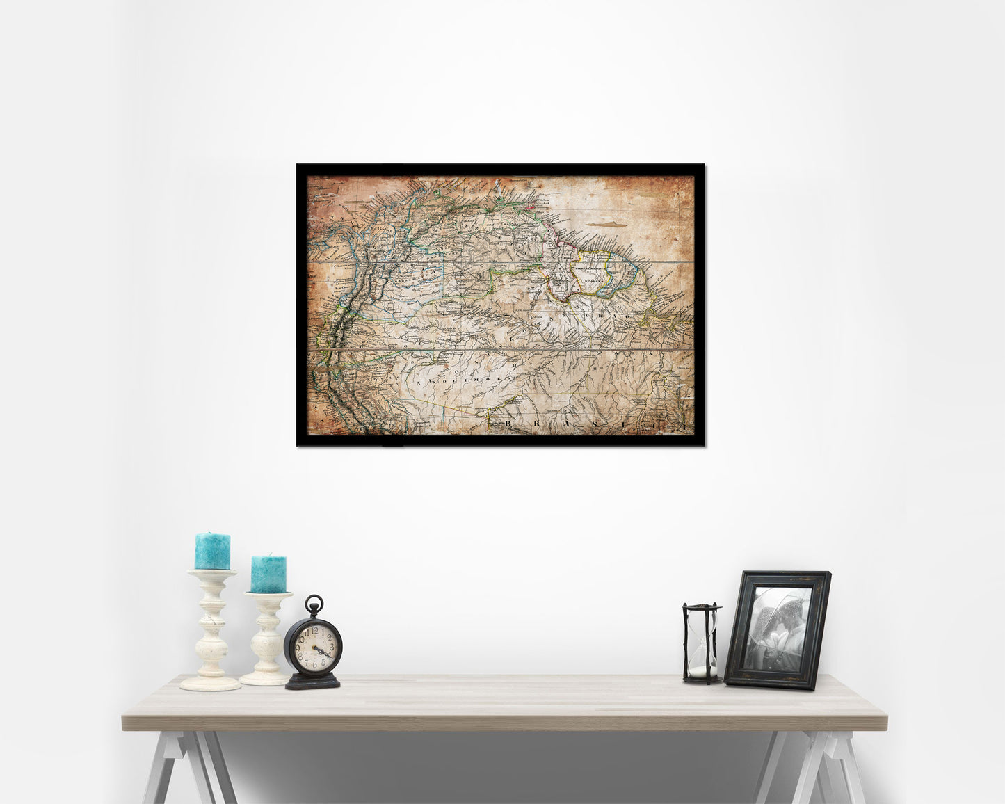 Venezuela Colombia Brazil Antique Map Framed Print Art Wall Decor Gifts