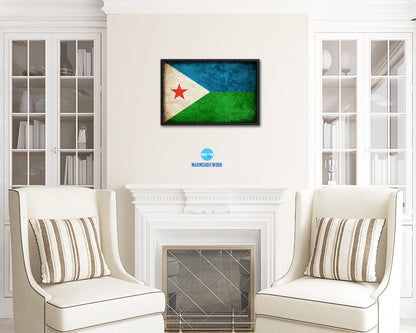 Djibouti Country Vintage Flag Wood Framed Print Wall Art Decor Gifts