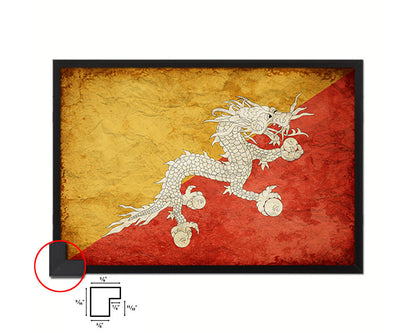 Bhutan Country Vintage Flag Wood Framed Print Wall Art Decor Gifts