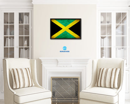 Jamaica Country Vintage Flag Wood Framed Print Wall Art Decor Gifts