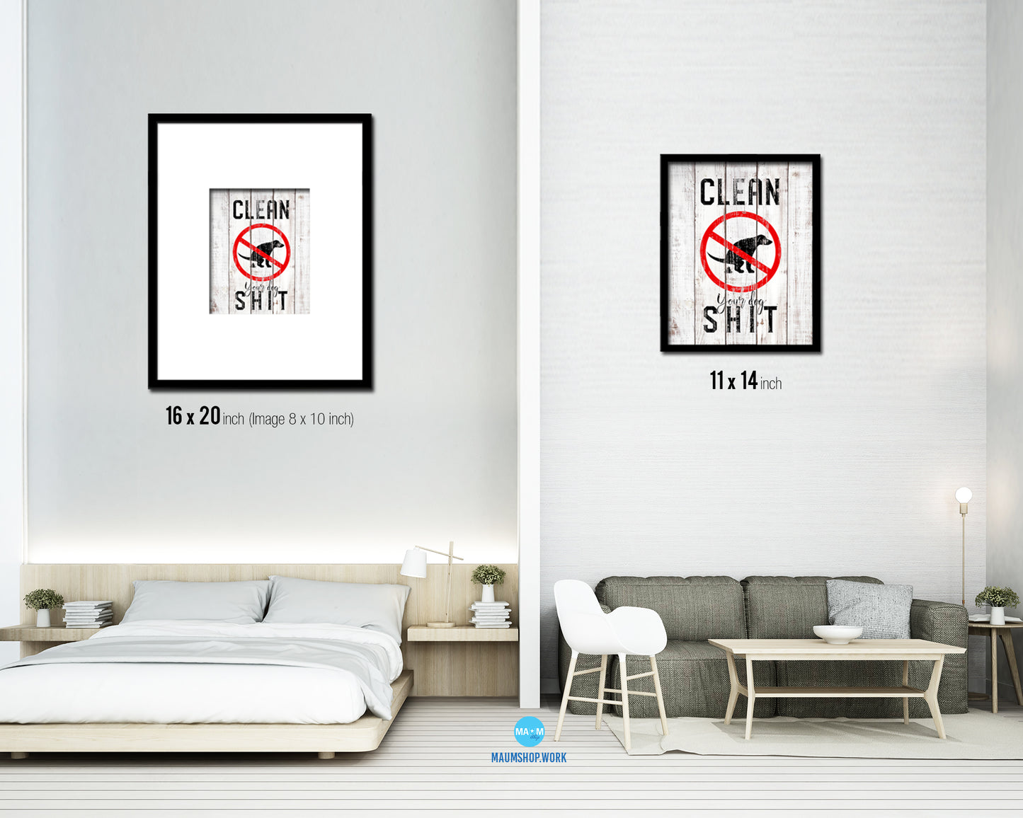 Clean your dog shit Notice Danger Sign Framed Print Home Decor Wall Art Gifts