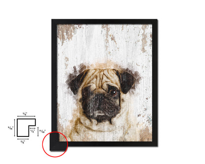 Pug Dog Puppy Portrait Framed Print Pet Watercolor Wall Decor Art Gifts