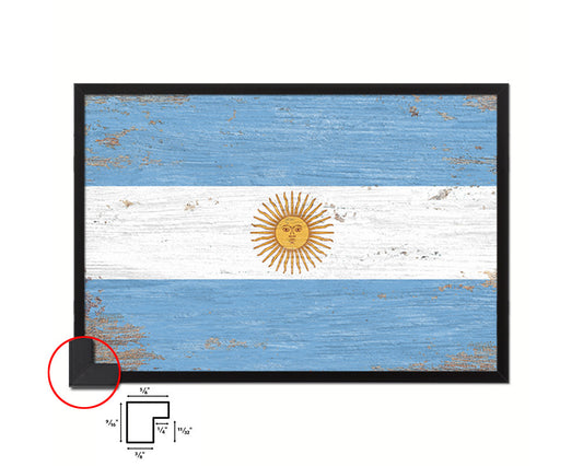 Argentina Shabby Chic Country Flag Wood Framed Print Wall Art Decor Gifts
