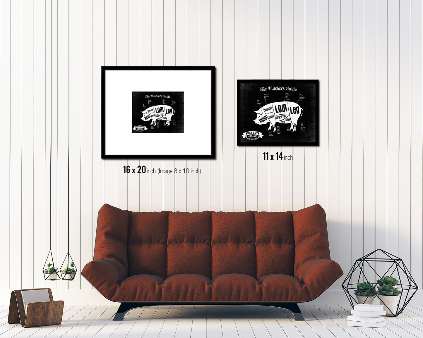 Pork Meat Pig Cuts Butchers Chart Wood Framed Paper Print Home Decor Wall Art Gifts