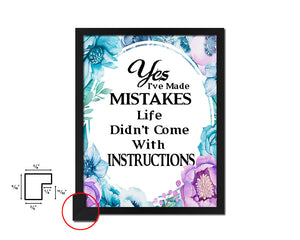 Yes I've made mistakes Quote Boho Flower Framed Print Wall Decor Art