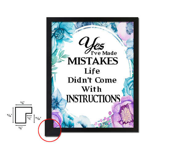 Yes I've made mistakes Quote Boho Flower Framed Print Wall Decor Art
