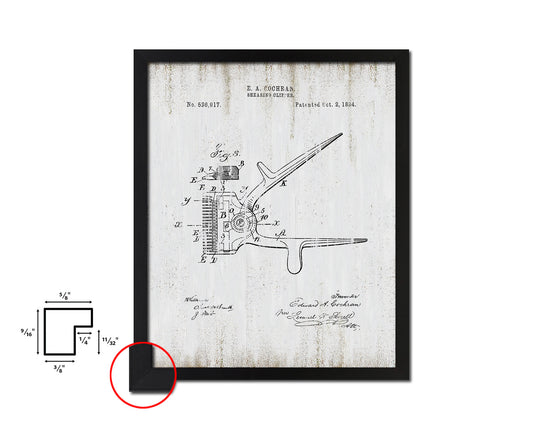 Shearing Clipper Barbershop Vintage Patent Artwork Black Frame Print Wall Art Decor Gifts