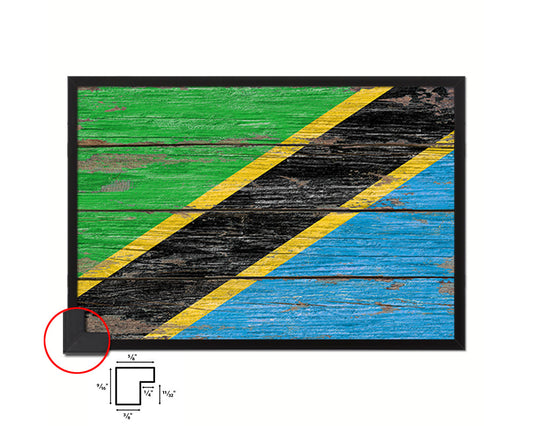 Tanzania Country Wood Rustic National Flag Wood Framed Print Wall Art Decor Gifts