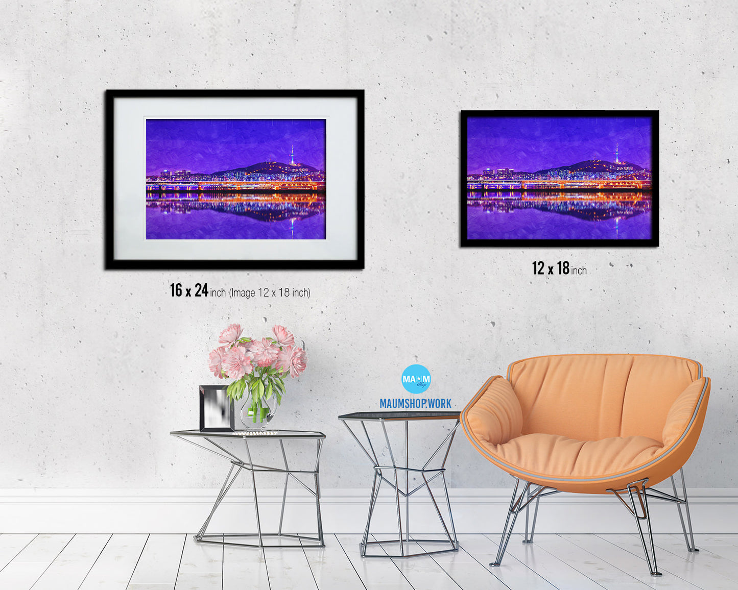 Namsan Mountain and Seoul Tower Landscape Painting Print Art Frame Home Wall Decor Gifts