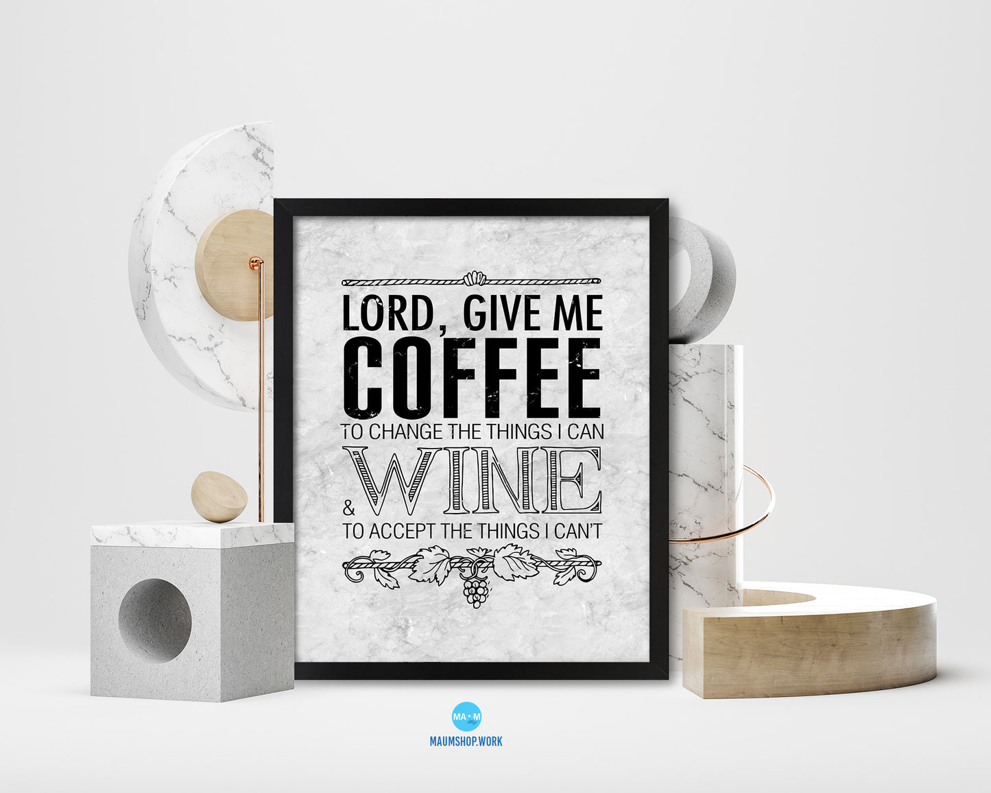 Lord, give me  coffee to change the things Bible Scripture Verse Framed Print Wall Art Decor Gifts