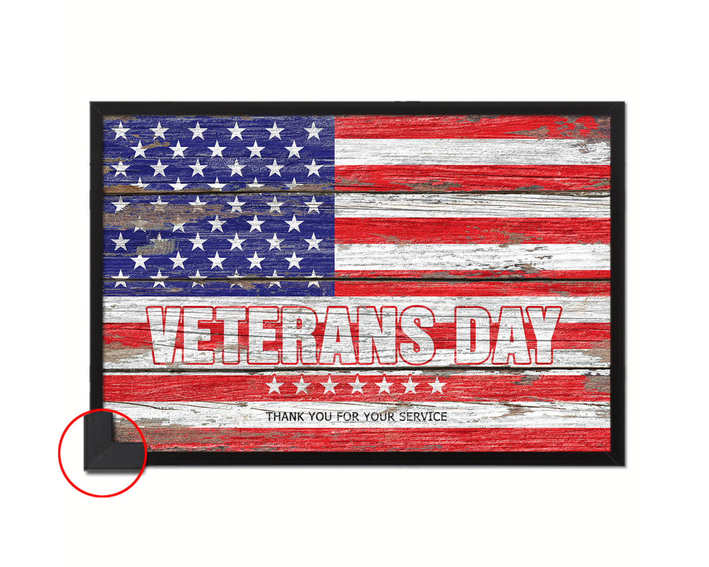Veterans Day Thank you for your service Wood Rustic Flag Wood Framed Print Wall Art Decor Gifts