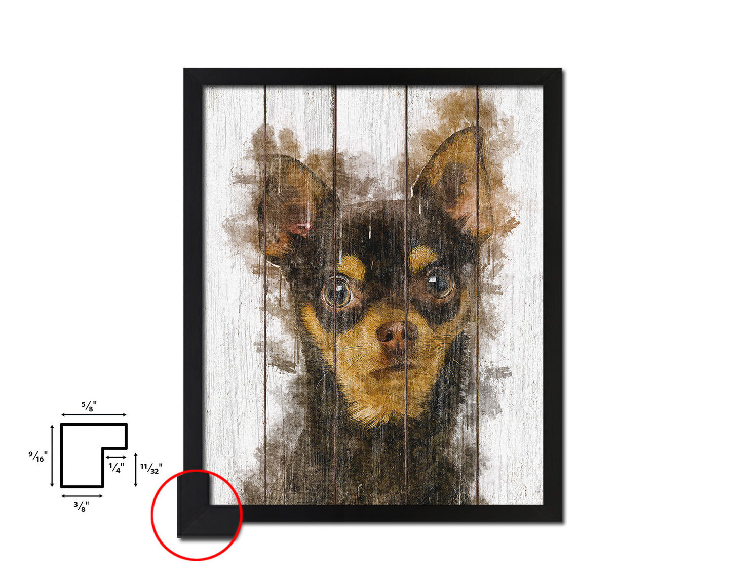 Chihuahua 9 months Dog Puppy Portrait Framed Print Pet Watercolor Wall Decor Art Gifts