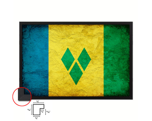 Saint Vincent & the Grenadines Country Vintage Flag Wood Framed Print Wall Art Decor Gifts