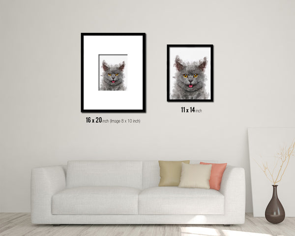 Chartreux Cat Kitten Portrait Framed Print Pet Home Decor Custom Watercolor Wall Art Gifts