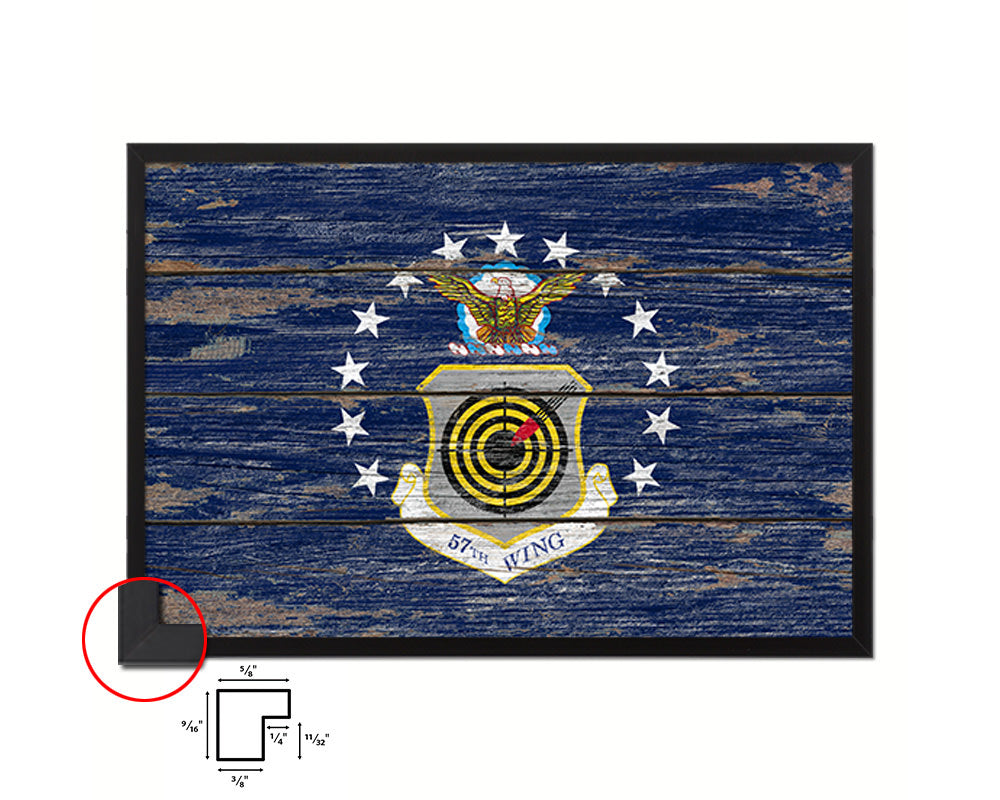 57th Wing Vintage Emblem Flag Wood Frame Paper Print Wall Art Decor Gifts
