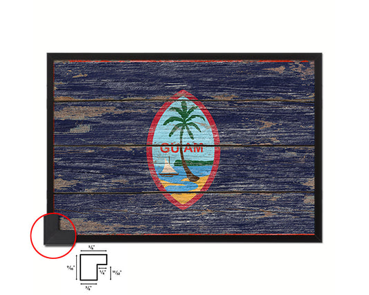 Guam US Territory Rustic Flag Wood Framed Paper Prints Decor Wall Art Gifts
