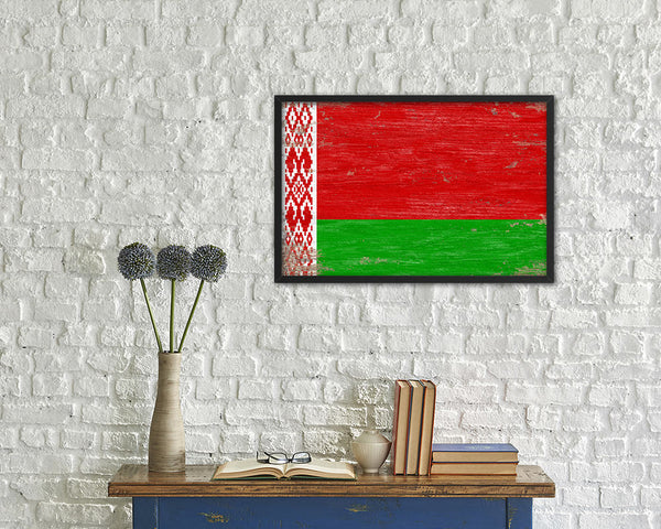 Belarus Shabby Chic Country Flag Wood Framed Print Wall Art Decor Gifts