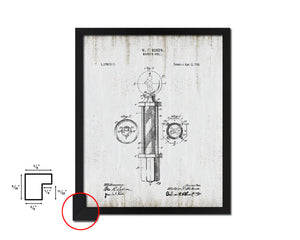 Barber's Pole Barbershop Vintage Patent Artwork Black Frame Print Wall Art Decor Gifts