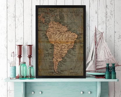 South America Historical Map Wood Framed Print Art Wall Decor Gifts