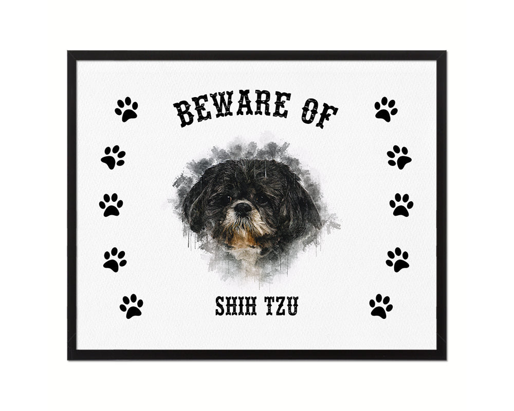 Beware of Russell Terrier Sign Wood Framed Print Wall Art Decor Gifts