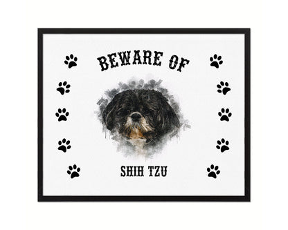 Beware of Russell Terrier Sign Wood Framed Print Wall Art Decor Gifts