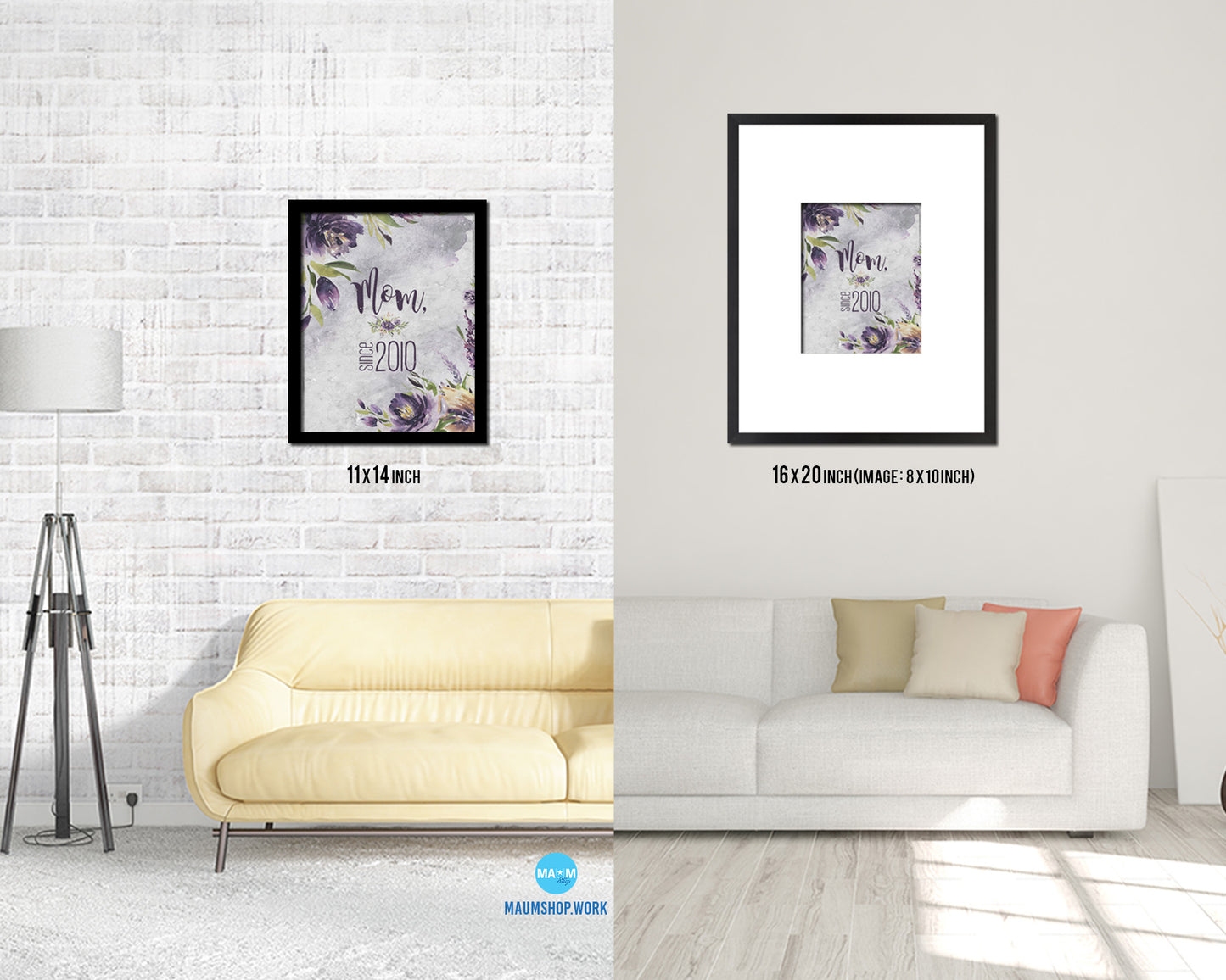 Mom since 2010 Quote Framed Print Wall Art Decor Gifts