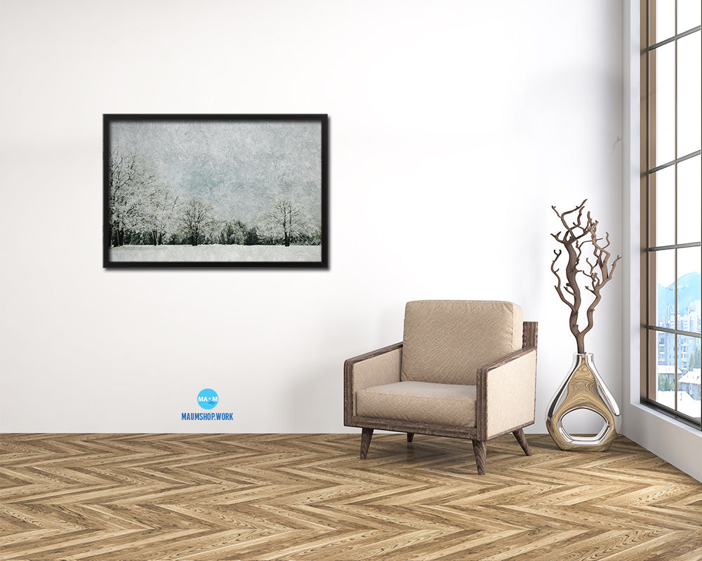 Frosted White Snow Landscape Artwork Painting Print Art Frame Home Wall Decor Gifts
