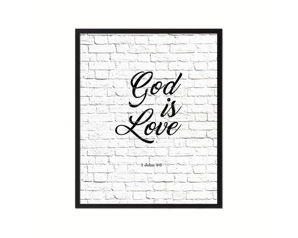 God is love, 1 John 4:8 Quote Wood Framed Print Home Decor Wall Art Gifts