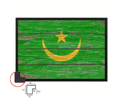 Mauritania Country Wood Rustic National Flag Wood Framed Print Wall Art Decor Gifts