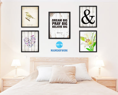 Dream Pray Bbelieve Big Quote Wood Framed Print Home Decor Wall Art Gifts