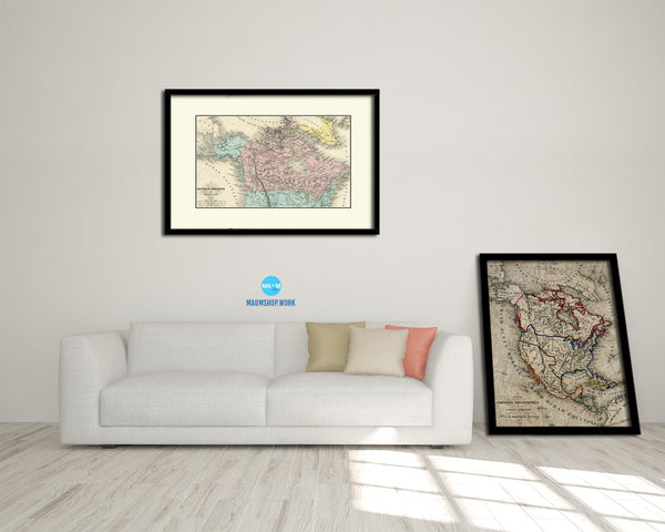 Canada and Alaska 1860 Old Map Framed Print Art Wall Decor Gifts