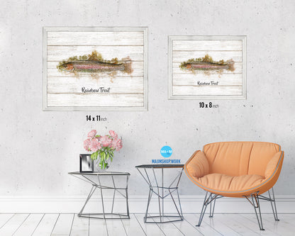 Rainbow Trout Fish Framed Prints Modern Restaurant Sushi Bar Watercolor Wall Art Decor