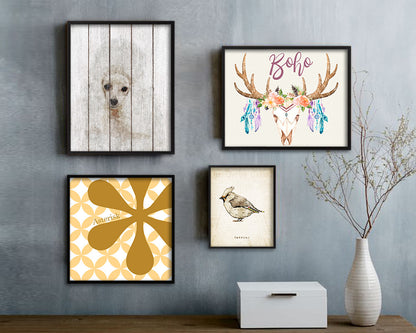 Poodles Dog Puppy Portrait Framed Print Pet Watercolor Wall Decor Art Gifts
