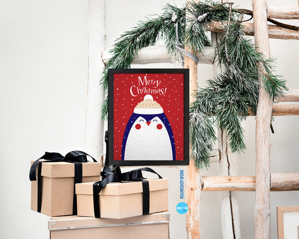 Merry Christmas-Deer Holiday Season Gifts Wood Framed Print Home Decor Wall Art