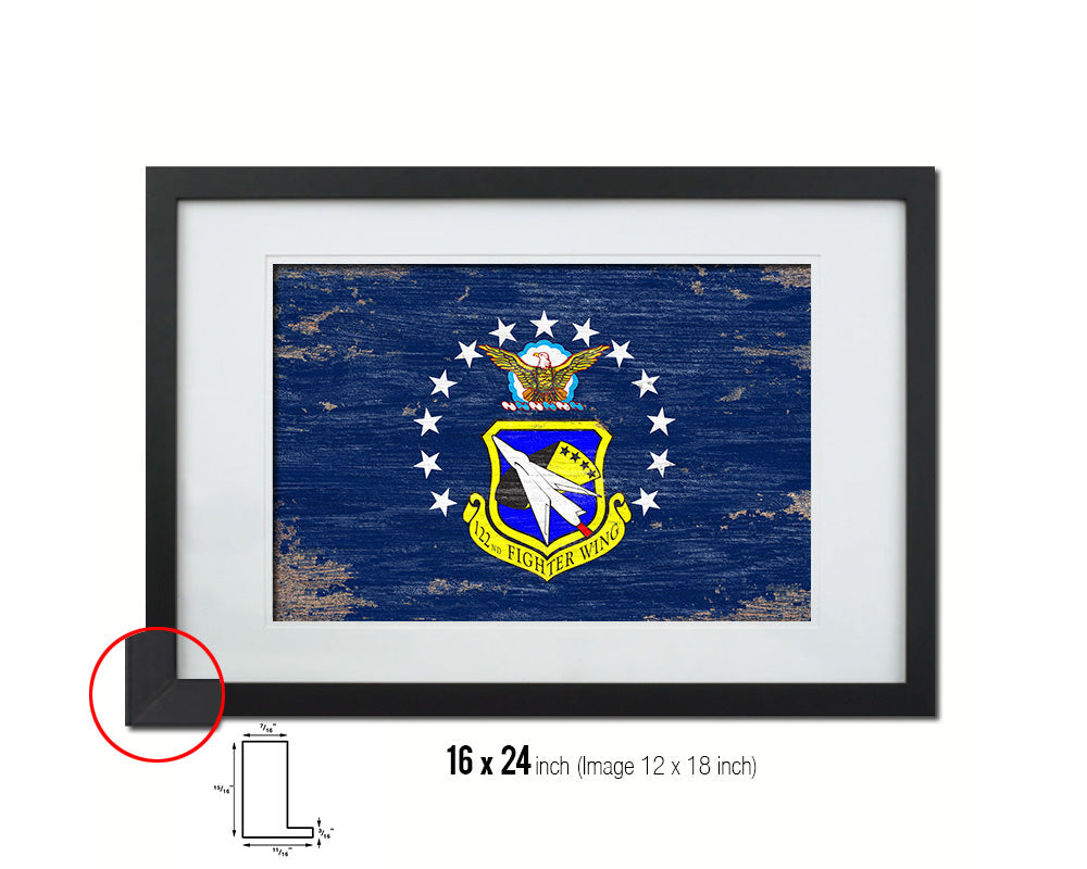 104th Fighter Wing Shabby Chic Emblem Flag Wood Framed Prints Wall Art Decor Gifts