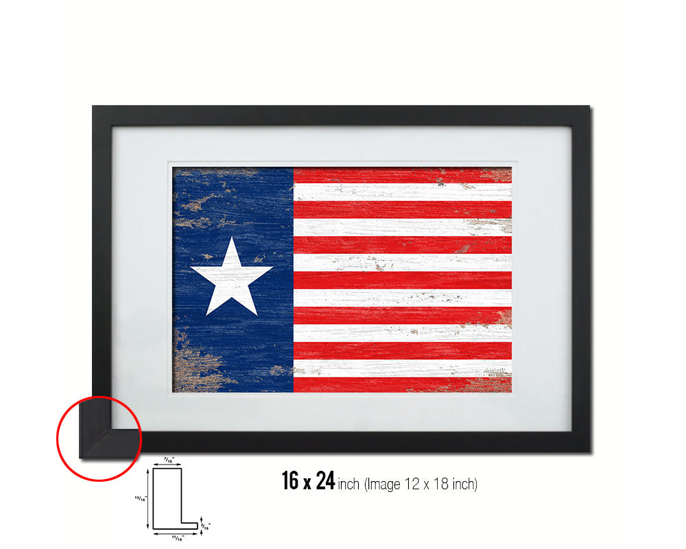 Texas Navy Texan Revolution 1838-1846 Naval Jack Shabby Chic Military Flag Framed Print Art