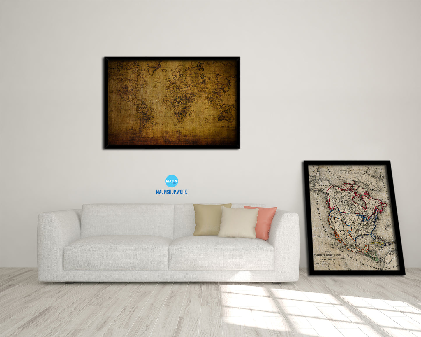 World Vintage Map Framed Print Art Wall Decor Gifts