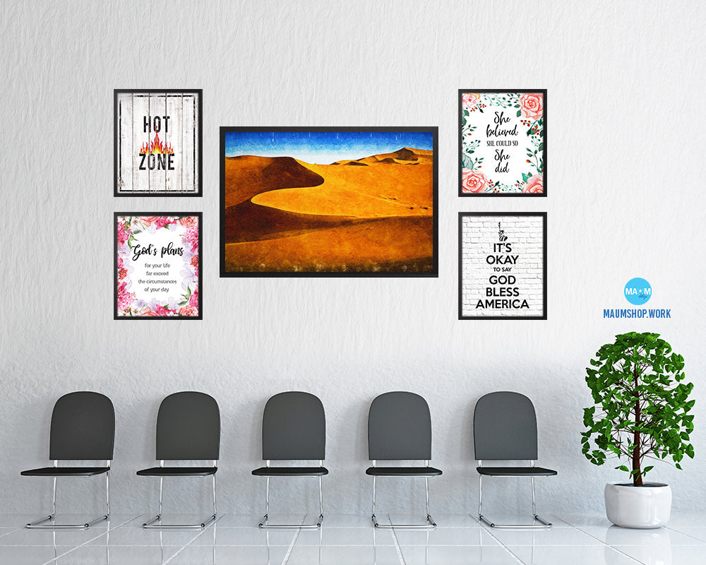 Barley Paddy Field Artwork Painting Print Art Frame Home Wall Decor Gifts